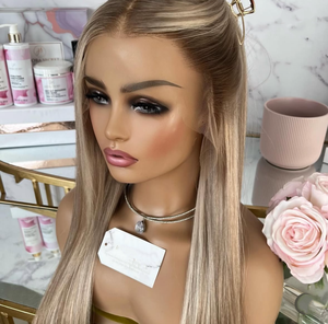 Parrucche Frontali DD in Capelli Umani Veri con Cuticole Allineate, Lunghe 30 Pollici, Biondo Platino con Mèches, Nodi Invisibili - Product Image 4