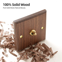 Enchufes Eléctricos Dobles USB Universales, Estándar del Reino Unido, Panel de Madera de Nogal Negro Retro para el Hogar, Interruptor de Luz y Enchufe de Latón