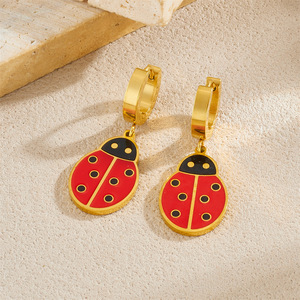 Fashion Jewelry <b>Set</b> Stainless Steel Ladybug Butterfly Dragonfly Insect Charm Women's Necklace <b>Bracelet</b> Earrings <b>Set</b> - Product Image 4