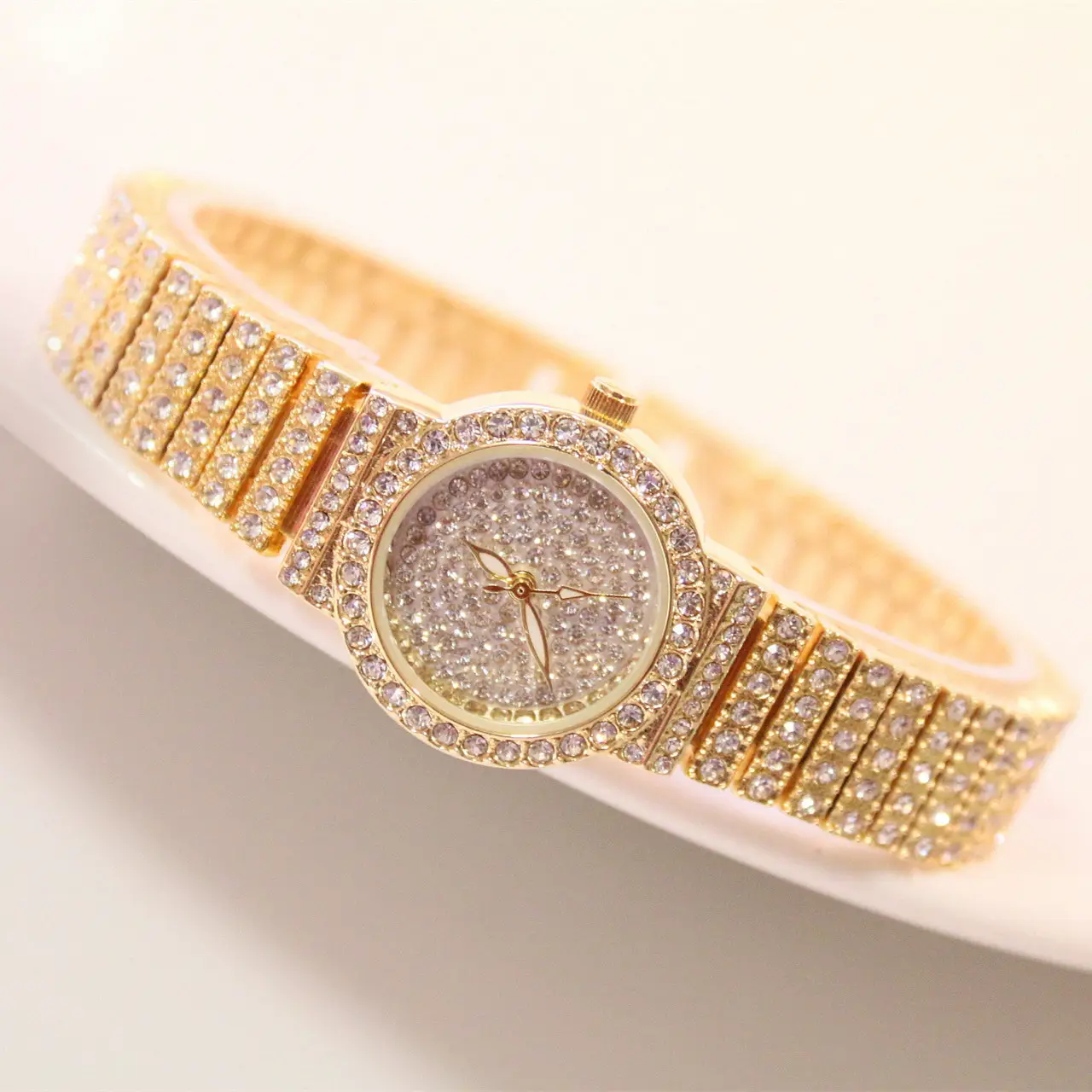 DAICY high end unique design round bling bling full diamond lady watch
