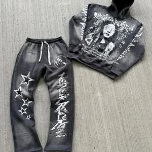 Sudadera con capucha fabricante 100% algodón Streetwear peso pesado ácido lavado pulóver desgastado Dtg estampado pantalones de chándal y conjunto con capucha - Product Image 3