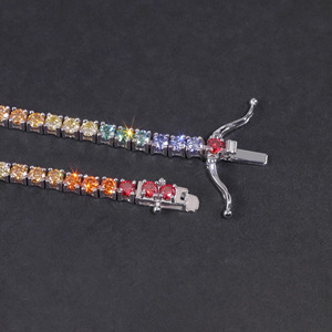 Pulsera de tenis de moissanita arcoíris, pulsera de plata de ley 925 que no se deslustra, joyería de moissanita VVS para mujeres y hombres - Product Image 3