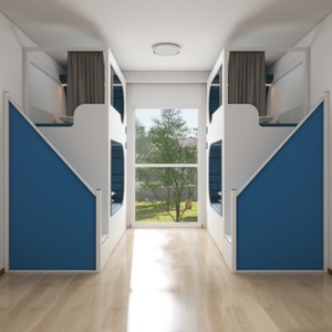 Cama litera de tamaño completo con panel de metal moderno estilo cápsula espacial, uso comercial, 1 año de garantía, para dormitorios escolares, albergues juveniles, personal de B&B - Product Image 3