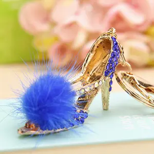 Fashion Rhinestone High-heeled Shoe KeyChain Bling Crystal Shoes Key chains Women Handbag Charm Key Holder Girls Jewelry pendant