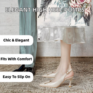 Chaussures à talons hauts pour femmes, style coréen, confortables, bout pointu, talons fins, à enfiler, sandales à talons, chaussures de mariage - Product Image 2