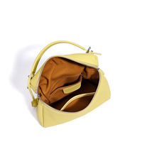 Tas Tangan Mini Boston Kulit Asli dengan Pegangan Atas dan Tali Selempang yang Dapat Dilepas, Tas Bahu Kasual Harian untuk Wanita.