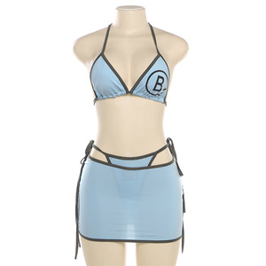 Ropa de mujer Sexy verano estampado Tops Mini falda Bikini conjunto de mujer - Product Image 6