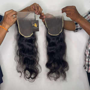 Extensions de cheveux humains wefted Indian Temple fermeture de dentelle bouclée faisceaux bruts naturels avec fermeture de dentelle transparente HD - Product Image 2