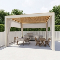 Pergola bioclimatique intelligente moderne blanche en aluminium avec toit rigide, écran zip et éclairage LED 4x3 pour jardin