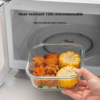 Boîte à lunch carrée en verre borosilicate de haute qualité avec couvercle en plastique, récipient alimentaire hermétique et compatible micro-ondes pour étudiants et employés de bureau