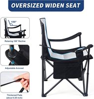 WOQI – chaise pliante de Camping, chaise surdimensionnée rembourrée à quatre bras, cadre en acier pliable, chaise d'extérieur Portable robuste