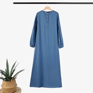 R-552 Elegante Abaya Musulmana Taglie Forti Vestito Casual in Denim a Maniche Lunghe con Stile Hijab XXL dal Medio Oriente - Product Image 5