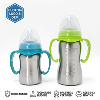 Bouteille d'alimentation pour bébé en acier inoxydable incassable avec logo personnalisé, tétine en silicone de qualité alimentaire, échantillon gratuit pour les nouveau-nés de 0 à 12 mois