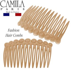 <span class=keywords><strong>Camila</strong></span> CP2892/2 peine lateral de pelo francés Material de acetato estilo europeo americano pequeño redondeado Beige decorativo moño de mujer - Product Image 3