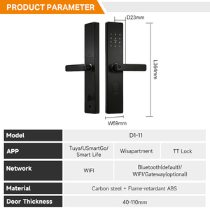Serrure Intelligente Tuya WiFi à Empreinte Digitale, Mot de Passe, Carte et Clé, avec Mémoire Cloud et Poignée Électronique Numérique de Sécurité - Product Image 2