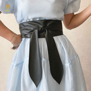 เข็มขัดรัดเอวแบบผูกเอง ผ้าเนื้อนุ่ม สีพื้น หนัง PU หัวเข็มขัดทองแดง สำหรับผู้หญิง - Product Image 6