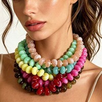 Collier en perles de plastique colorées Dopamine, chaîne de clavicule à perles géométriques pour les vacances d'été, vente en gros