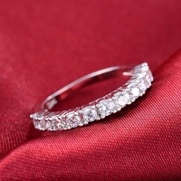 Jolie classique Imitation plaqué rhodium laiton tenue quotidienne demi éternité femmes CZ anneau cubique zircone filles promesse bijoux cadeau