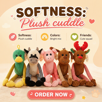 Jouet interactif pour chien en peluche, en coton, avec corde et couineur, motif dessin animé mignon, design animal de Noël, classique et original, vente en gros, marque privée