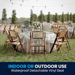 كراسي طعام بوهيمية من الخيزران قابلة للطي من PIOEN مع ظهر منحني ، سعة وزن رطل ، مجموعة من 4 قطع - Product Image 4