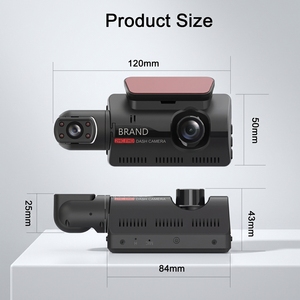 Mini Caméra de Tableau de Bord Noire 1080P Grand Angle Double Objectif avec Enregistreur Vidéo de Voiture DVR et Caméscope DVR Automatique, Enregistrement Vidéo de Stationnement 24H - Product Image 1