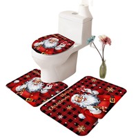Lot de 3 tapis de toilette en flanelle pour Noël, antidérapants, doux, épais, en peluche, motifs animaux, écologiques, anti-fatigue, décoratifs