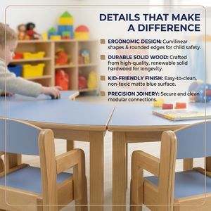 Mobiliario Montessori para Jardín <span class=keywords><strong>de</strong></span> Infantes: Juego <span class=keywords><strong>de</strong></span> Mesa y Silla <span class=keywords><strong>de</strong></span> Madera para Preescolar, Guardería y Aula Infantil, Escritorio para Aprendizaje Temprano - Product Image 2