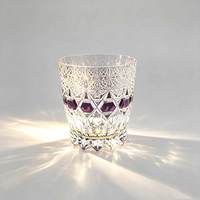 Verre à whisky double couleur rose et violet en cristal de 24 carats, taillé à la main Edo Kiriko, gravé, cadeau pour bar, souvenir de mariage