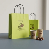 Luxuriöse Kraftpapier-Geschenktüte mit Personalisiertem Logo Verfügbar Kleine Größe Grün Langlebig zum Einkaufen und Tragen