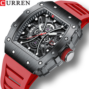 Reloj de Cuarzo <span class=keywords><strong>Rojo</strong></span> para Hombre CURREN 8438, Envío Directo, Correa de Silicona, Luminoso, con Calendario, Estilo Casual, Fabricante de Relojes de Pulsera - Product Image 1