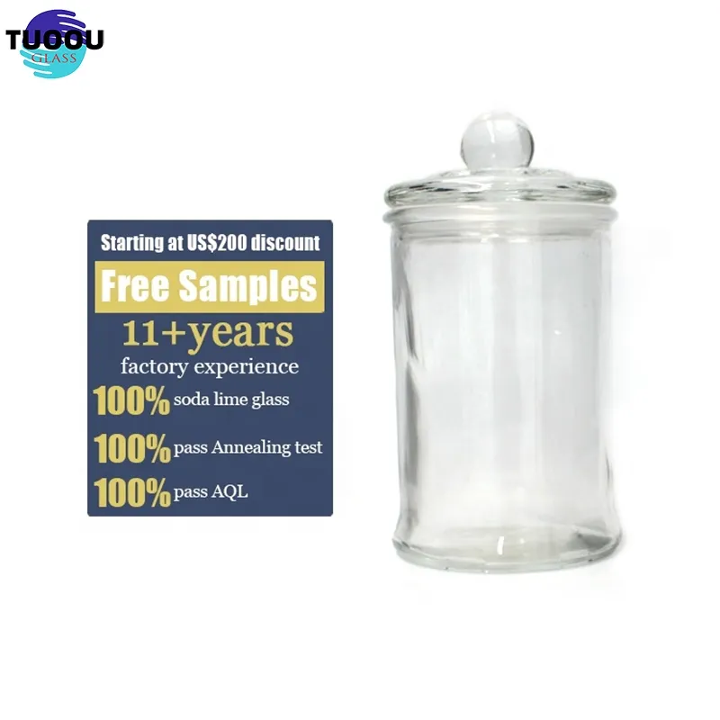 LangXu apothecary jars Glass storage Bottle jar airtight canister glass candle jar with mushroom Clear lid for food candy