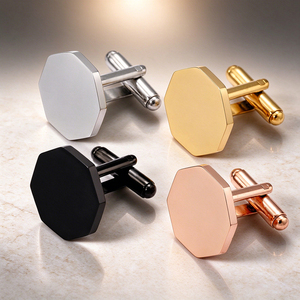 Men's Stainless Steel Cuff Links Oval Round Square 3 Colors Formal Wear Rotating Buckle Design - Product Image 2