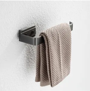Vente chaude salle de bains noir en acier inoxydable unique porte-serviettes étanche mur monté serviette bar