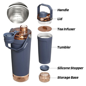New 20oz Gym Sport Custom Logo Stainless Steel Protein Tumbler Shaker Bottle Protéines with Handle <b>Storage</b> <b>Box</b> Compartment - Product Image 4