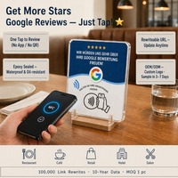 Autocollant NFC en acrylique étanche de 12 cm avec logo personnalisé pour avis Google (Restaurant, Hôtel) – Tap to Google Stars