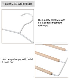 Phụ Kiện Ống Gỗ Ba Tầng Tiết Kiệm Không Gian Kim Loại Đen Quần Nhiều Lớp Quần Lửng Giá Treo Quần Áo - Product Image 3