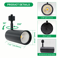 Projecteurs LED sur rail orientables à 360 degrés, 10W, 20W, 30W, en aluminium noir et blanc, très demandés