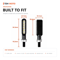 Clignotant Rond Moto en Aluminium Noir Chromé avec Lentille PC Fumée 12V Étanche IP65 Vis M8 Universel