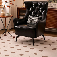 Fauteuil Canapé Américain de Luxe Léger, Chaise de Salon à Dossier Haut, Boutons Capitonnés, Canapé Rétro Confortable, Rembourrage en Éponge, Durable et Écologique