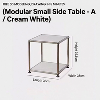 Table basse moderne minimaliste en métal avec structure en métal chromé et étagère de rangement blanche, gain de place pour le salon