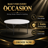 Table ronde pliable en plastique pour événements, banquets, mariages, hôtels, mobilier