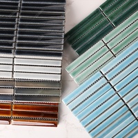 MM Mosaic Cuisine Dosseret Salle de bain Bar Mur 12x92mm Stackbond Bleu Porcelaine émaillée Céramique Bande Doigt Mosaïque Kit Kat Tiles