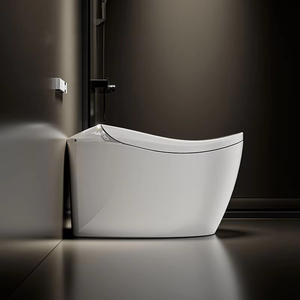 WC intelligent en porcelaine de qualité, à poser au sol, avec siège chauffant automatique, bidet électrique, double chasse d'eau, télécommande, design moderne - Product Image 1