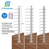Poteau de câble rond en acier inoxydable 316 haute sécurité de 42 pouces pour garde-corps vertical en câble métallique pour balustrade d'escalier