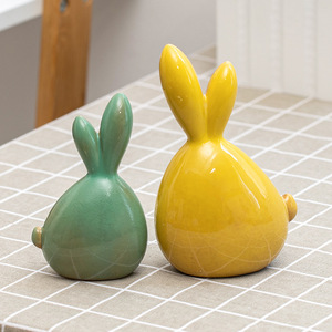 Cerâmica Coelho Ornamentos com Orelhas Longas Elegante <span class=keywords><strong>Home</strong></span> Decoração Acessórios e Art Craft Presentes para Living Room Decor - Product Image 3