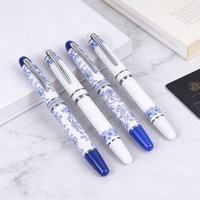 Stylo Cadeau Souvenir de Luxe Style Chinois Motifs Porcelaine Bleue et Blanche Stylo Signature Personnalisé Ensemble de Stylos Cadeaux en Porcelaine Qinghua