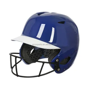 ARH038 Hight Kwaliteit Abs Two-Tone Wit Bill Met Blauw Glossy Softball Fastpitch Batting Met Gezicht Guard Helm