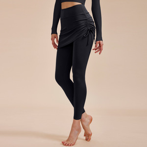 Femmes taille haute élastique danse Fitness pantalons de sport minceur Yoga Leggings cordon hanche couvrant <span class=keywords><strong>jupe</strong></span> solide pour le printemps - Product Image 6