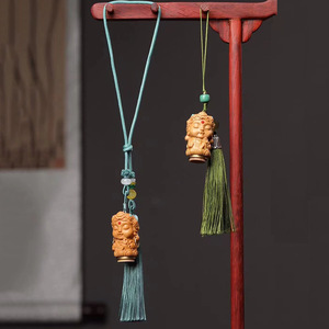 Sandalwood Carved Tara Pendant 2.5cm Chinese Style Keychain Mobile Phone Decoration <b>Ornament</b> Gift - Product Image 1