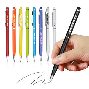 BKS pena bola logam multifungsi, pena Stylus logo kustom 2-in-1 untuk layar sentuh Tablet Logo 1.0mm lebar menulis Promosi - Product Image 1